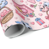 Schattige naadloos patroon met vogeltjes en hartje cadeaupapier (Rol Hoek)