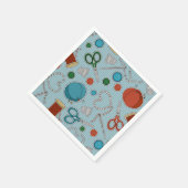 Schattige naaien thema servetten blauw (Hoek)