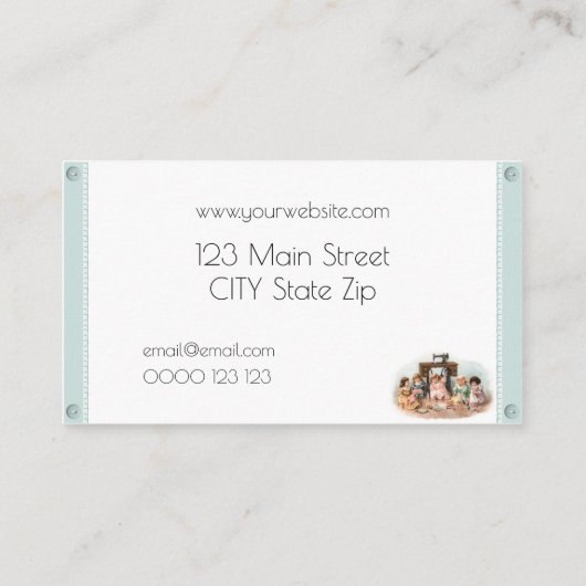 Schattige  naaigarens voor Victoriaans naaien Visitekaartje (Achterkant)