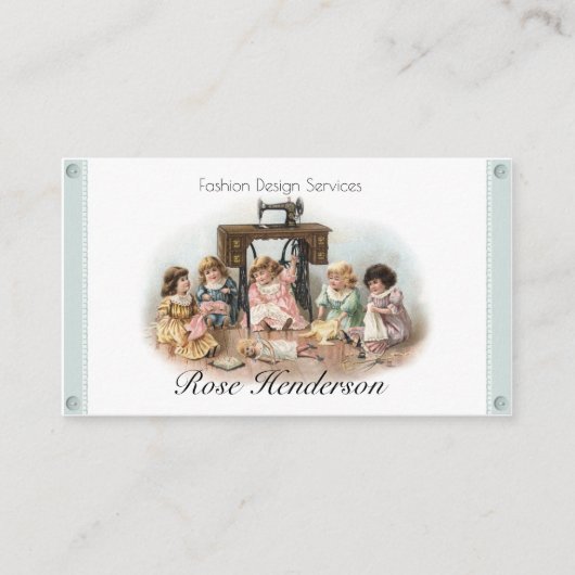 Schattige  naaigarens voor Victoriaans naaien Visitekaartje (Voorkant)