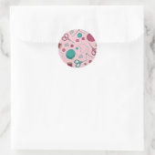 Schattige naaipatroon met thema roze ronde sticker (Tas)