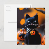 Schattige Naald vilt zwarte Halloween Cat Briefkaart (Voorkant / Achterkant)