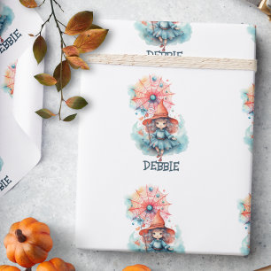 Schattige Naam Meisjesachtige Roze Heks Waterverf Cadeaupapier