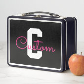 Schattige naam & monogram | Zwart Wit & Roze (In situ)