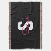 Schattige naam & monogram | Zwart Wit & Roze Deken (Voorkant Verticaal)