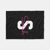 Schattige naam & monogram | Zwart Wit & Roze Fleece Deken (Voorkant (Horizontaal))