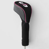 Schattige naam & monogram | Zwart Wit & Roze Golfheadcover (Schuin)