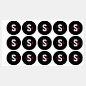 Schattige naam & monogram | Zwart Wit & Roze Labels (Vel)