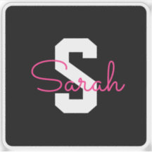 Schattige naam & monogram | Zwart Wit & Roze