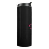 Schattige naam & monogram | Zwart Wit & Roze Thermosbeker (Gedraaid links)