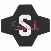Schattige naam & monogram | Zwart Wit & Roze Voetbal (Enkel)