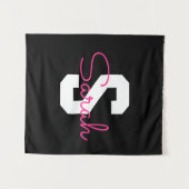 Schattige naam & monogram | Zwart Wit & Roze Wandkleed (Voorkant (horizontaal))