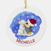 Schattige naam Penguin en Snowman Keramisch Ornament (Voorkant)