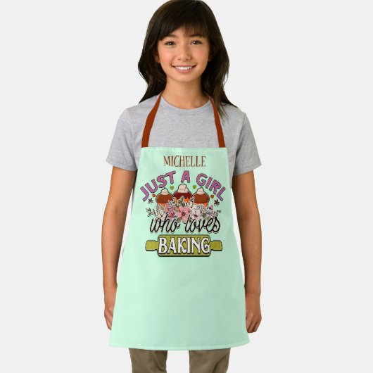 Schattige Naam toevoegen Just Girl Loves Bakken Schort (Insitu)