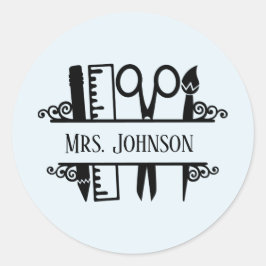 schattige naam toevoegen Leraren Ronde Sticker