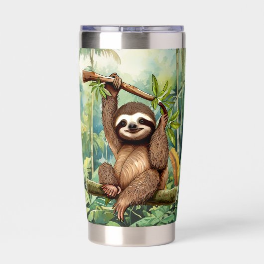Schattige Naam toevoegen Sloth oerwoud liefhebbers Geïsoleerde Drinkbeker (Achterkant)