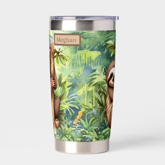 Schattige Naam toevoegen Sloth oerwoud liefhebbers Geïsoleerde Drinkbeker (Links)