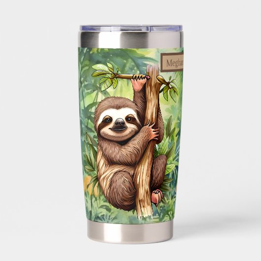 Schattige Naam toevoegen Sloth oerwoud liefhebbers Geïsoleerde Drinkbeker (Voorkant)