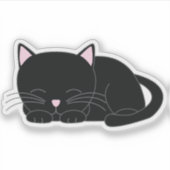 Schattige Napping Black Kitten Sticker (Voorkant)