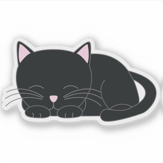 Schattige Napping Black Kitten Sticker (Voorkant)