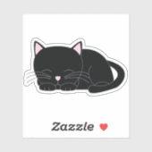 Schattige Napping Black Kitten Sticker (Vel)