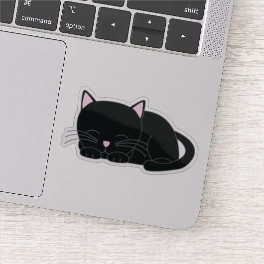 Schattige Napping Black Kitten Sticker (Detail)