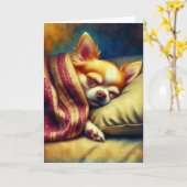 Schattige Napping Chihuahua Blank Kaart (Gele Bloem)