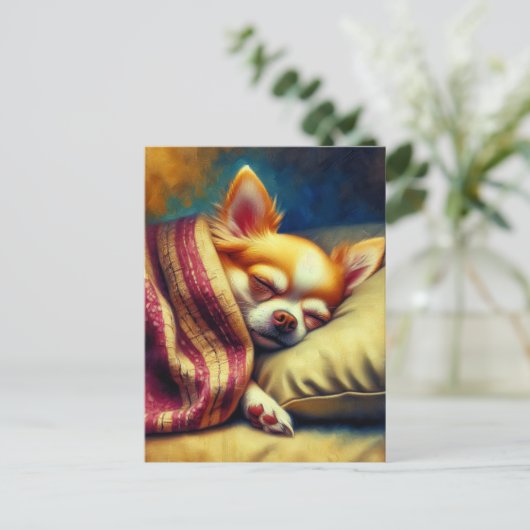 Schattige Napping Chihuahua | Contact houden Briefkaart (Staand voorkant)
