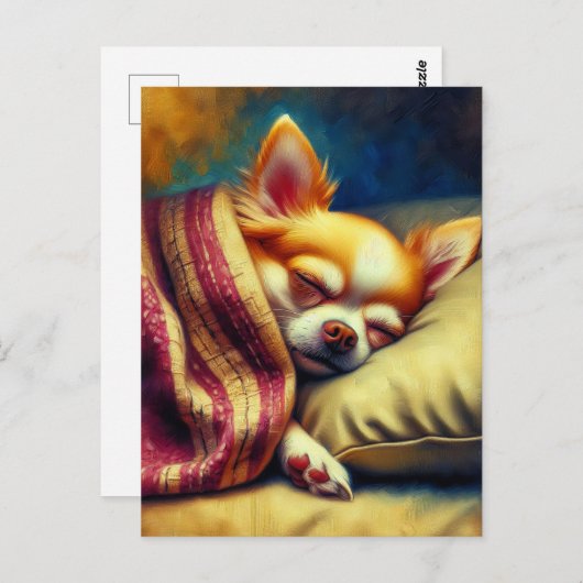 Schattige Napping Chihuahua | Contact houden Briefkaart (Voorkant / Achterkant)