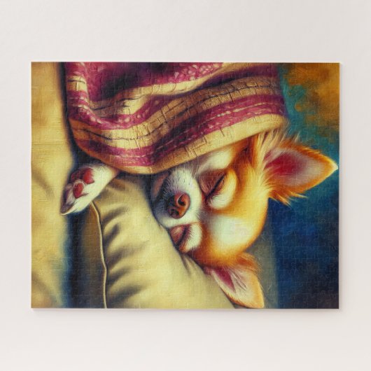Schattige Napping Chihuahua Legpuzzel (Horizontaal)