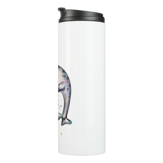 Schattige Narhwal Cadeau Voeg Naam Toe Aquarel Ill Thermosbeker (Geroteerd rechts)