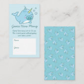 Schattige Narwal Baby Shower Raad Hoeveel Blauwe J Informatiekaartje (Voorkant / Achterkant)