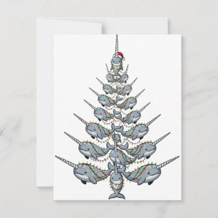 Schattige Narwal met Kerstmuts en Festiviteiten Notitiekaartje
