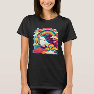 Schattige Narwal Zeewezen Regenbogen Wolken En Nar T-shirt