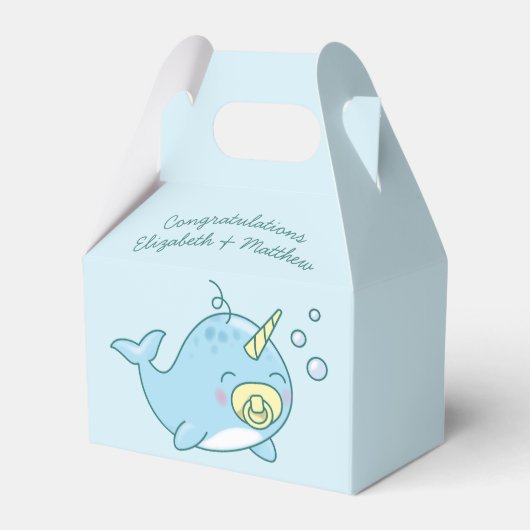 Schattige Narwhal Baby shower Kawaii Bedankdoosjes (Voorkant Zijde)