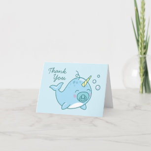 Schattige Narwhal Baby shower Kawaii Bedankt Blue 