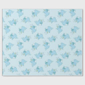 Schattige Narwhal Baby shower Kawaii Blue Boy Cadeaupapier (Vlak)