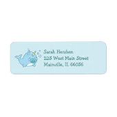 Schattige Narwhal Baby shower Kawaii Blue Boy Etiket (Voorkant)