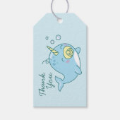 Schattige Narwhal Baby shower Kawaii Dank u Cadeaulabel (Voorkant)