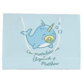Schattige Narwhal Baby shower Kawaii Groot Cadeauzakje (Achterkant)