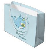 Schattige Narwhal Baby shower Kawaii Groot Cadeauzakje (Achterkant Gekanteld)