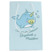 Schattige Narwhal Baby shower Kawaii Medium Cadeauzakje (Voorkant)