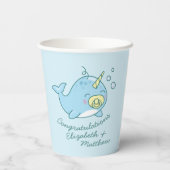 Schattige Narwhal Baby shower Kawaii Papieren Bekers (Achterkant)