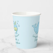 Schattige Narwhal Baby shower Kawaii Papieren Bekers (Links)