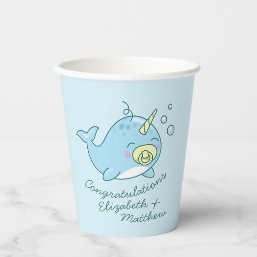Schattige Narwhal Baby shower Kawaii Papieren Bekers (Voorkant)