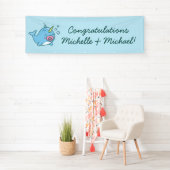 Schattige Narwhal Baby shower Kawaii Roze Meisje Spandoek (Insitu)