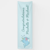 Schattige Narwhal Baby shower Kawaii Roze Meisje Spandoek (Verticaal)