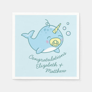 Schattige Narwhal Baby shower Kawaii Servet
