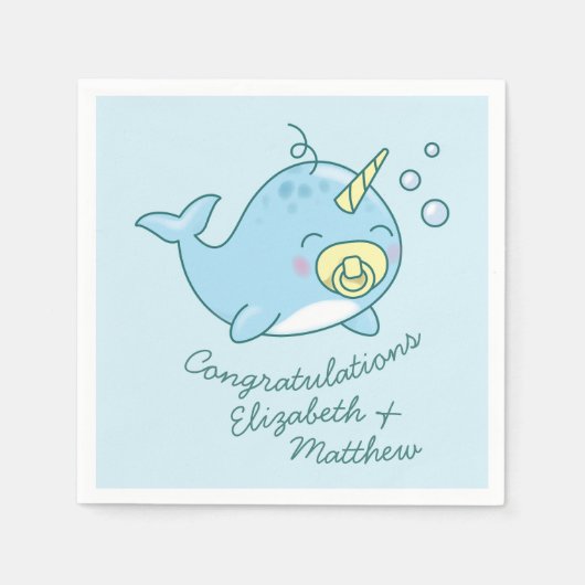 Schattige Narwhal Baby shower Kawaii Servet (Voorkant)