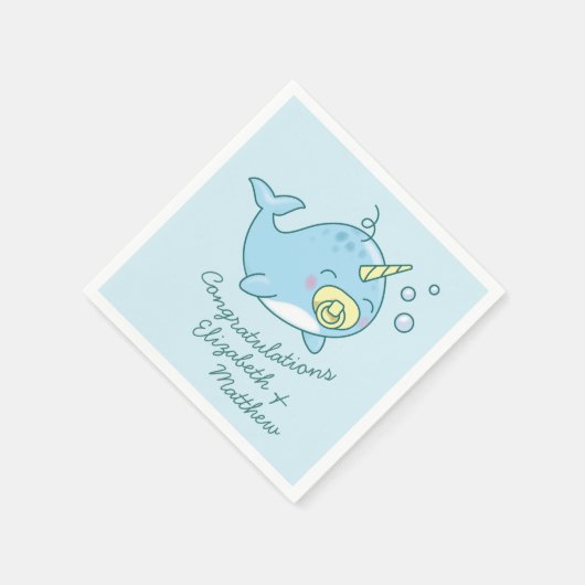 Schattige Narwhal Baby shower Kawaii Servet (Hoek)